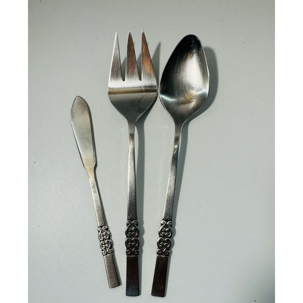 International Stainless Deluxe Danish Scroll 3 pc Serving Set MCM